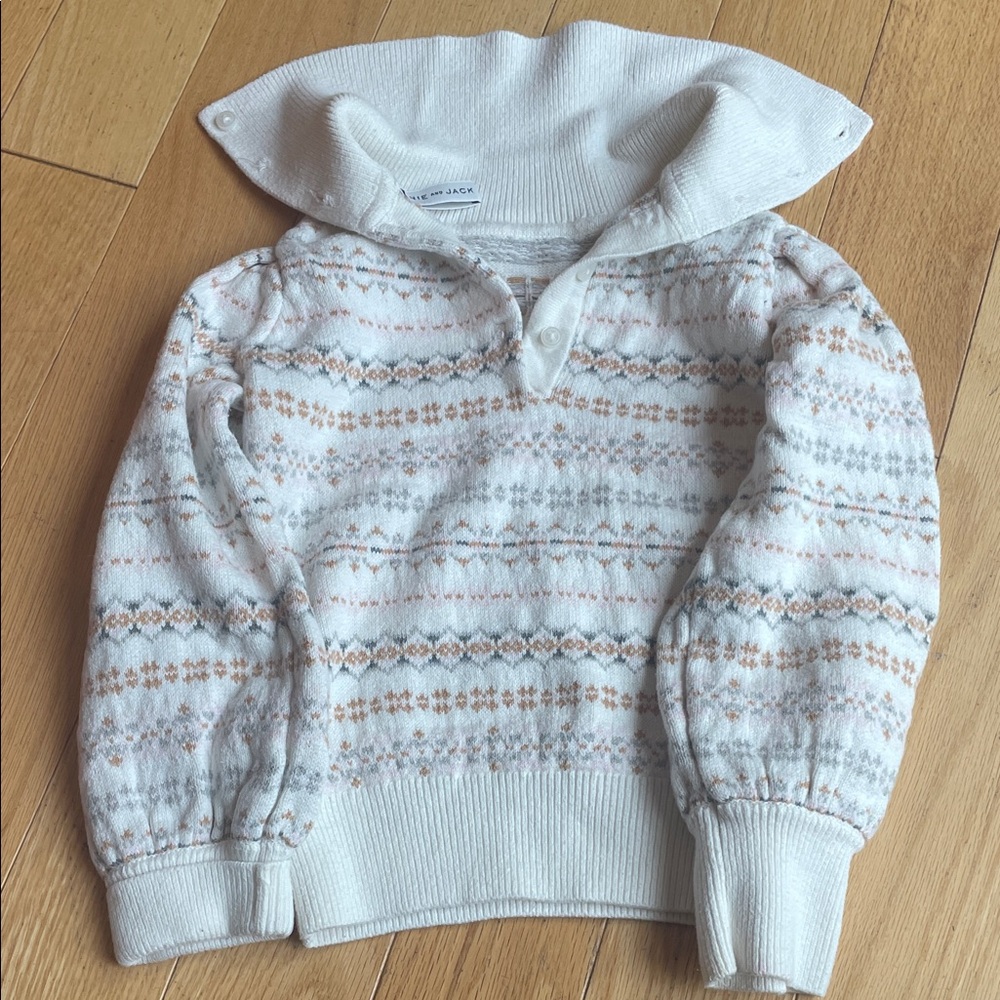 Janie and Jack Cream and Tan Patterned Sweater